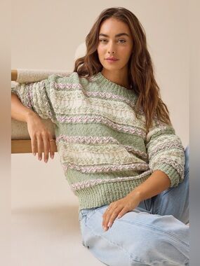 Altar’d State Katherine Textured Stripe Sweater